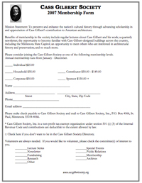 Cass Gilbert Society Membership Form